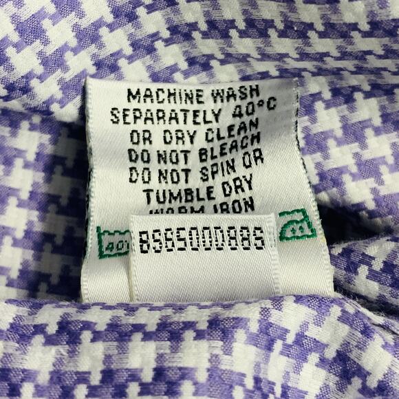 BUGATCHI UOMO Size L Purple White Houndstooth Cotton Long Sleeve Shirt - Picture 8 of 8
